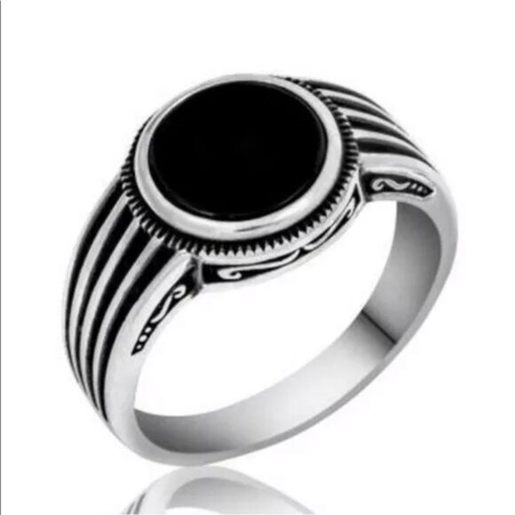 925 Sterling Silver Men's Rings With Natural Onyx - Picture 5 of 9